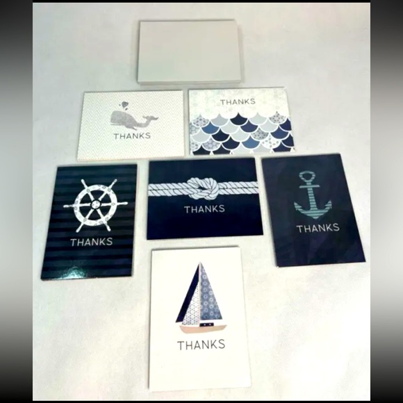 Nautical Theme Thank You Cards - 6 Designs - Gray Envs. 28 cards - Picture 1 of 7